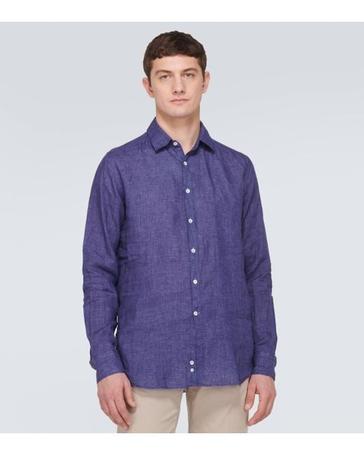 Chemise en coton Canali pour homme en coloris Blue