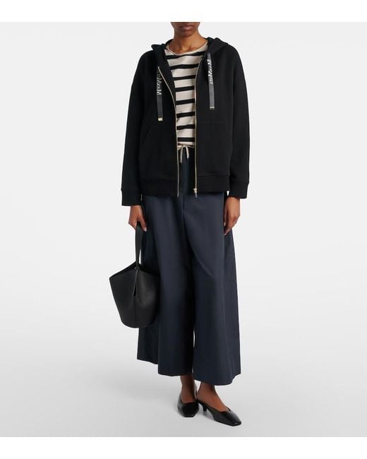 Max Mara Blue Gufo Cotton Poplin Wide-Leg Pants