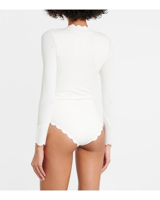 Marysia Swim White North Sea Rashguard Swimsuit