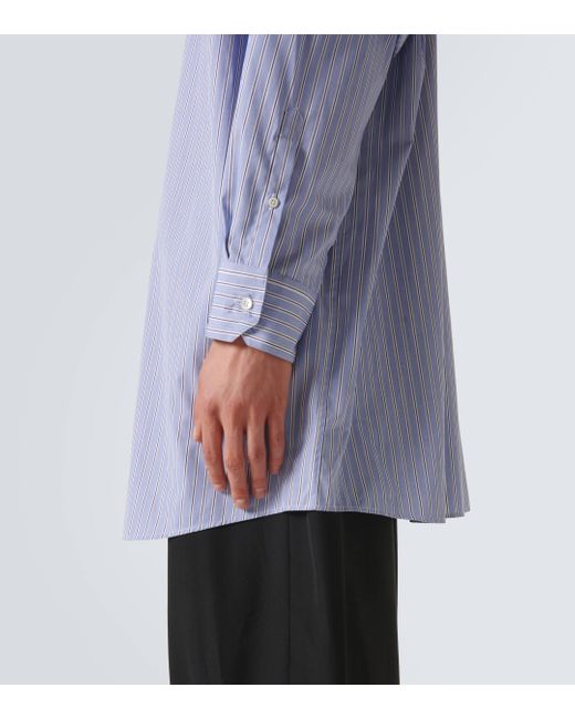 Maison Margiela Blue Striped Oversized Cotton Shirt for men