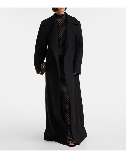 Dries Van Noten Black Wool-Blend Twill Coat