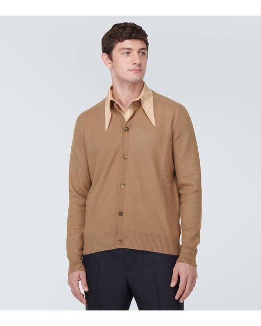 Prada Natural Layered Cashmere Cardigan for men