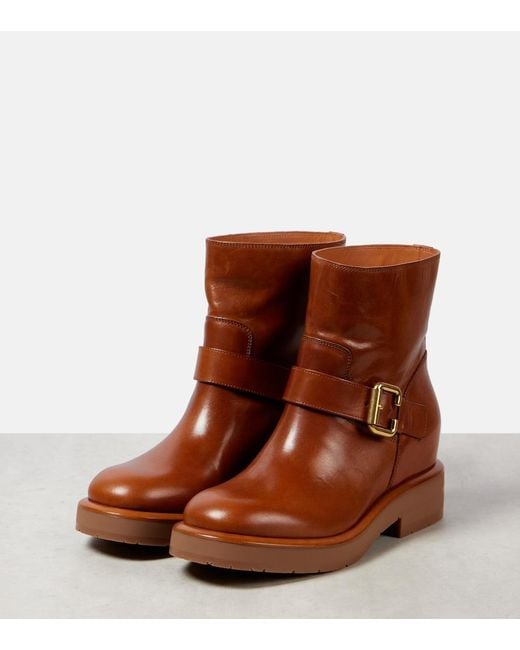 Chloé Brown Coddington Leather Biker Boots