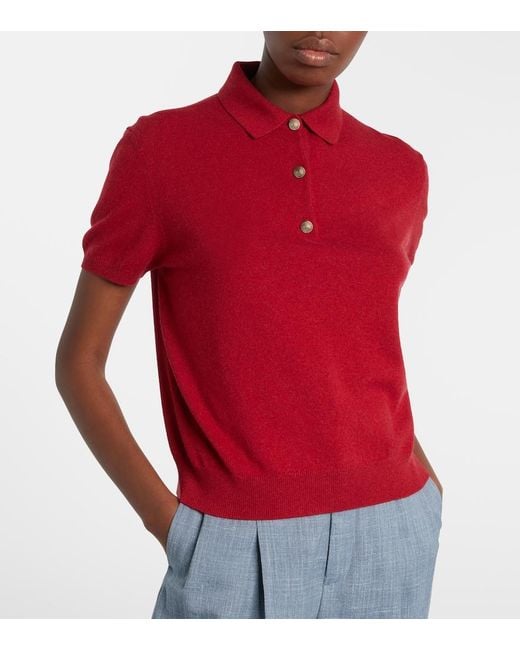 Loro Piana Red Classic Cashmere Polo Shirt