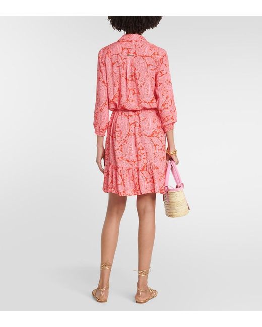 Heidi Klein Red Tangier Paisley-print Mousseline Mini Shirt Dress