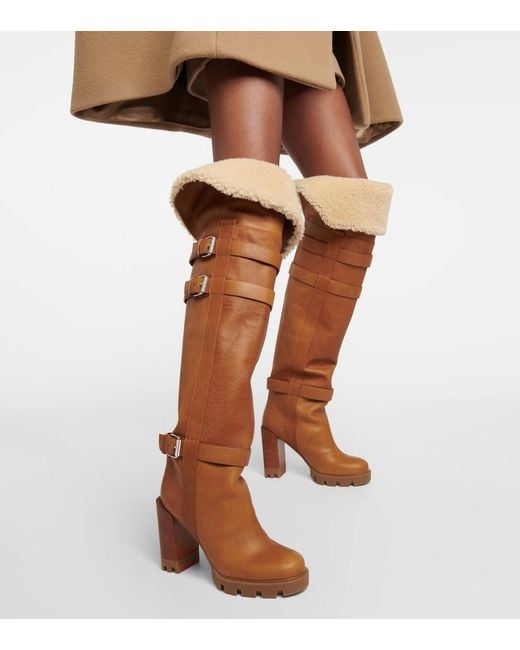 Christian Louboutin Brown Brodeback Lug Over-The-Knee Boots
