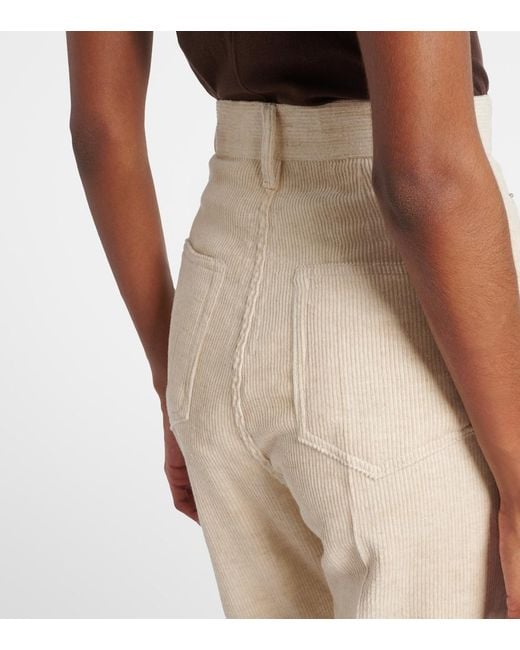 Rick Owens Natural Bolan Cotton And Linen Bootcut Jeans