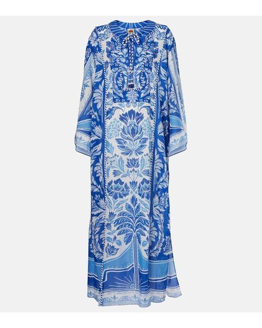 Farm Rio Blue Delicate Tapestry Cotton Kaftan