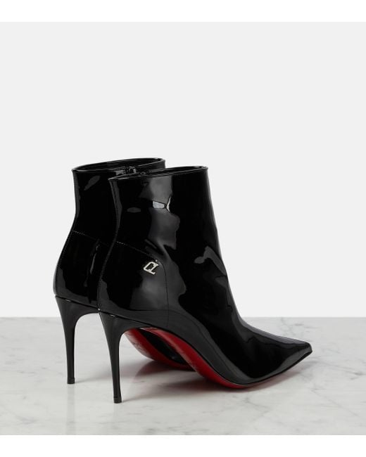 Christian Louboutin Black Sporty Kate 85 Booty Patent-leather Heeled Ankle Boots