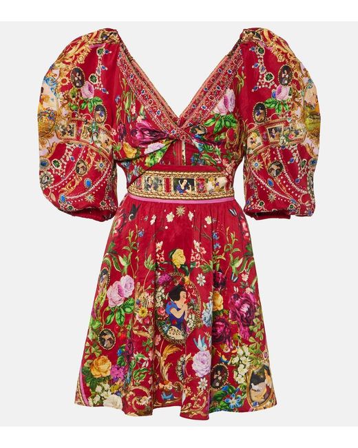 Camilla Red X Disney Linen And Silk Minidress