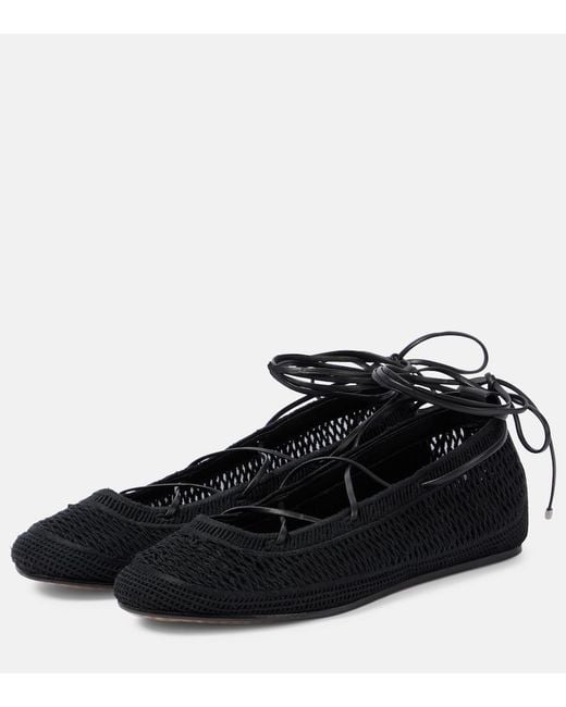 Isabel Marant Black Belna Open-Knit Ballet Flats