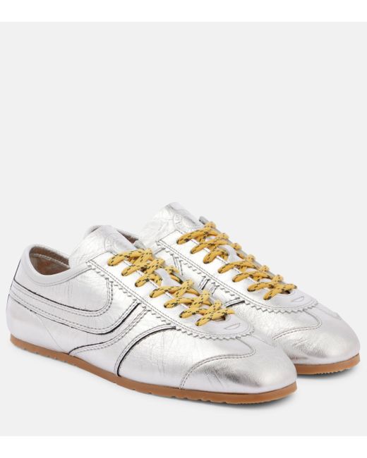 Dries Van Noten Metallic Leather Sneakers Lyst UK