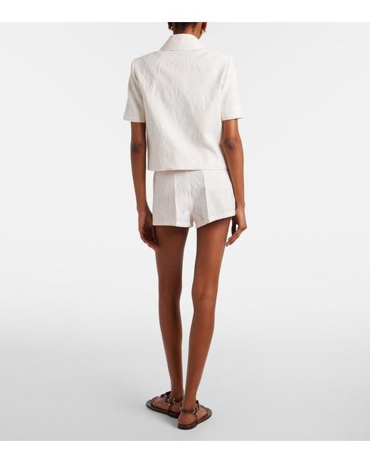 Etro White Cotton-Blend Jacquard Shorts