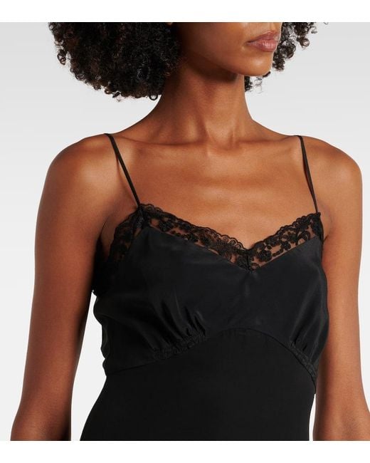 Simone Rocha Black Lace-Trimmed Slip Dress