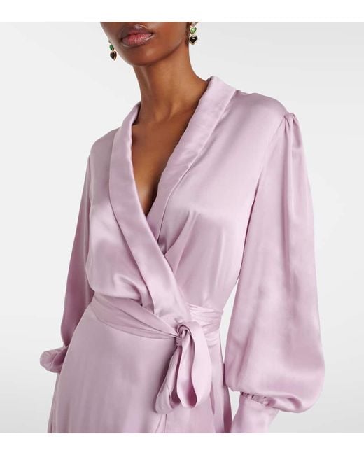 Zimmermann Pink Asymmetric Silk Wrap Dress