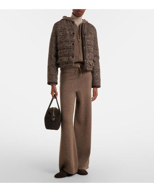 Agnona Brown Cashmere, Wool, And Silk Wide-Leg Pants