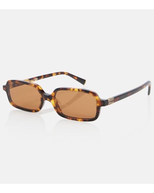 Miu Miu Brown Miu Regard Rectangular Sunglasses