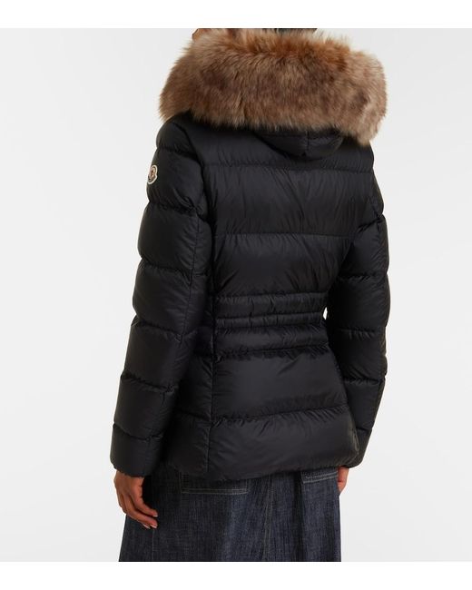 Moncler Black Boed Shearling-Trimmed Down Jacket