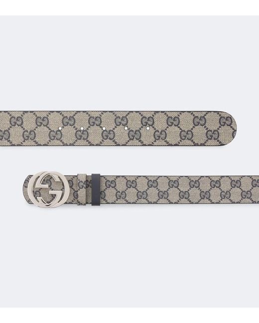 Gucci Gray Gg Canvas Reversible Belt for men