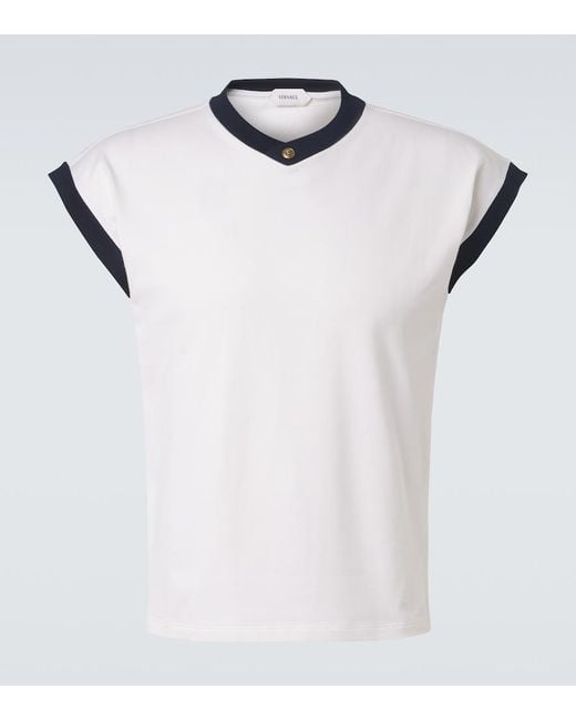 Versace White Medusa Cotton-Blend Jersey T-Shirt for men