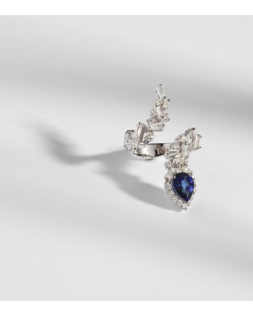 YEPREM White Reign Supreme 18Kt Ring With Diamonds And Sapphire