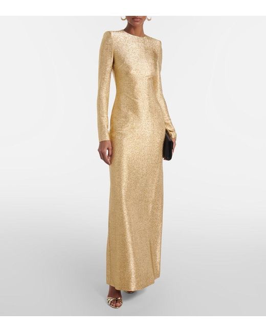 Oscar de la Renta Natural Lame Gown