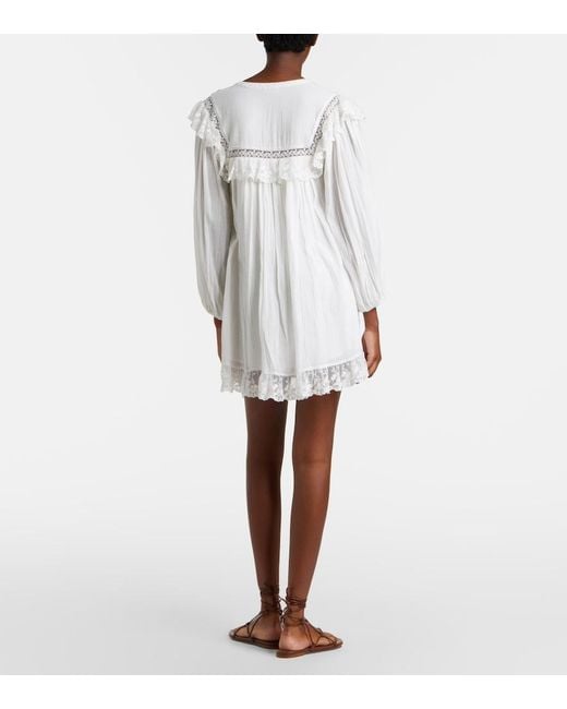 Rixo White Inez Embroidered Cotton Minidress