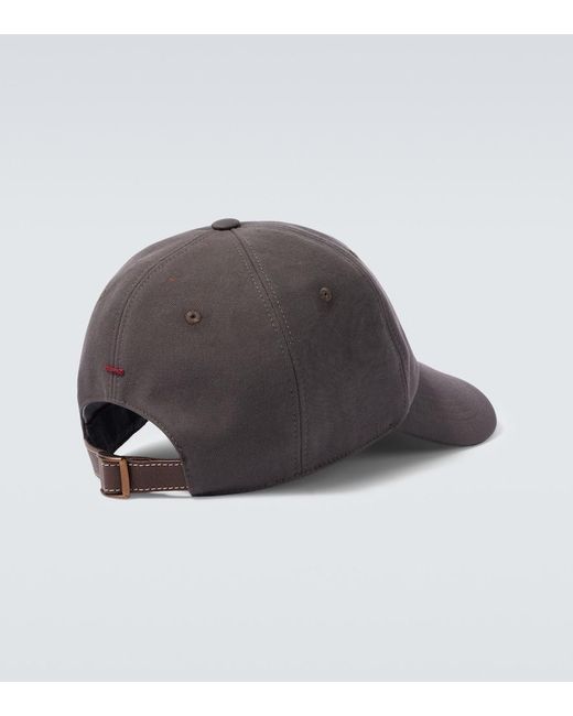 Brunello Cucinelli Gray Logo Cotton Canvas Baseball Cap for men