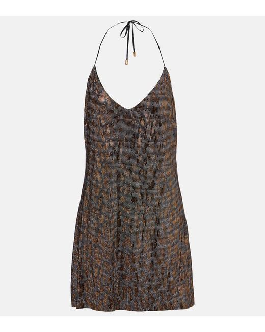 Roberto Cavalli Women's Brown Beaded Halterneck Slip Dress