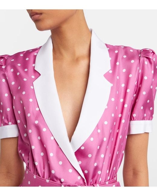 Rodarte Purple Belted Polka-Dot Silk Twill Midi Dress