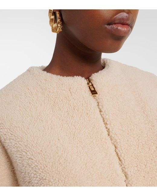 Alaïa Natural Peplum Shearling Jacket