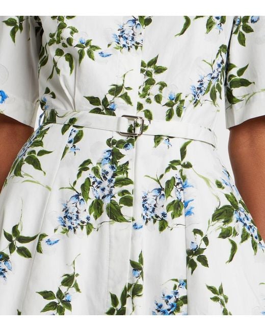 Emilia Wickstead White Rubie Floral Cotton Poplin Shirt Dress