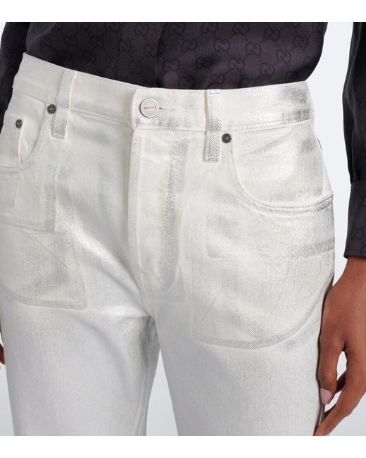 Gucci Gray Low-Rise Wide-Leg Jeans