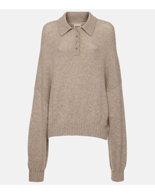 Khaite Natural Rene Cashmere Polo Sweater