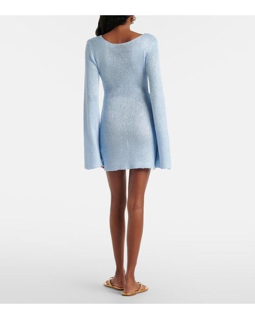 Bananhot Blue Rey Sequined Knitted Minidress