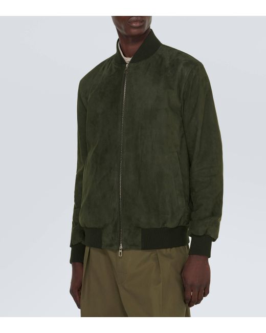 Veste bomber en daim Loro Piana pour homme en coloris Green
