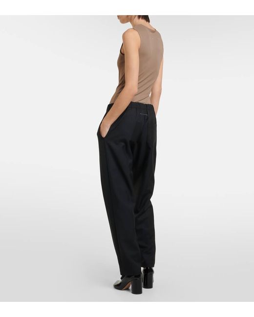 Pantaloni tapered in misto lana di MM6 by Maison Martin Margiela in Black