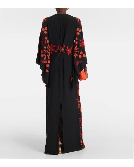 Johanna Ortiz Embroidered Silk Maxi Dress