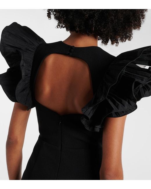 Rebecca Vallance Black Ella Puff-Sleeve Midi Dress