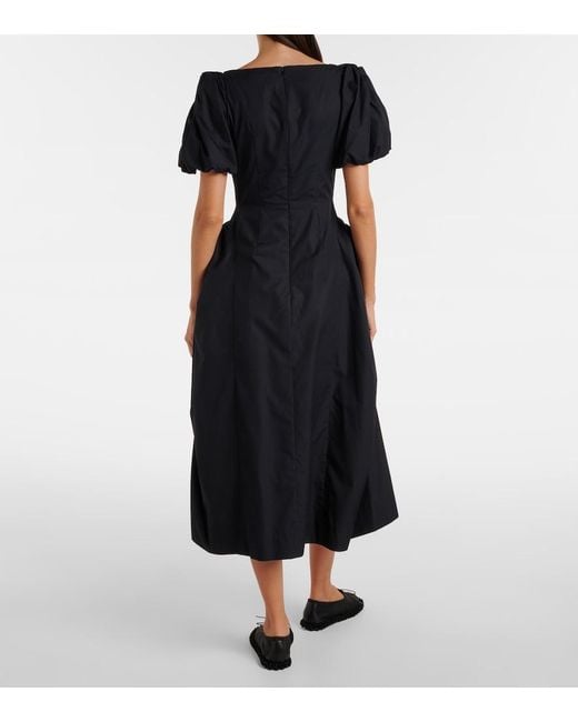 Simone Rocha Black Puff-Sleeve Cotton Poplin Midi Dress
