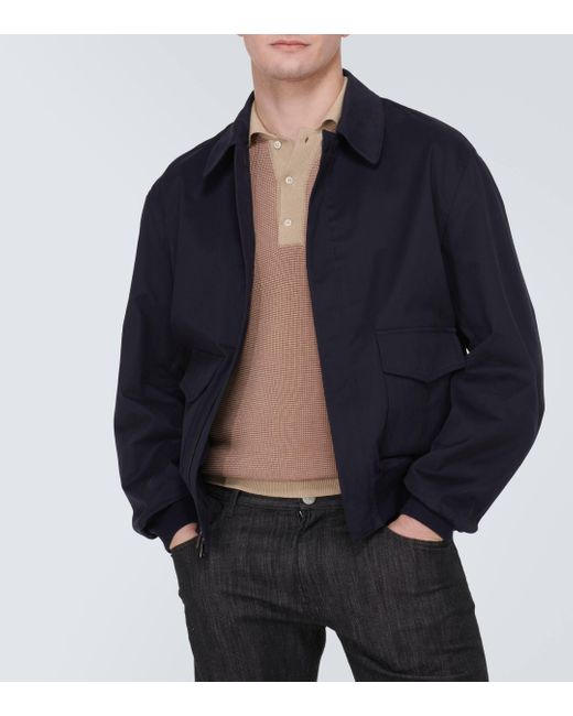 Ralph Lauren Purple Label Blue Albertson Cotton Bomber Jacket for men