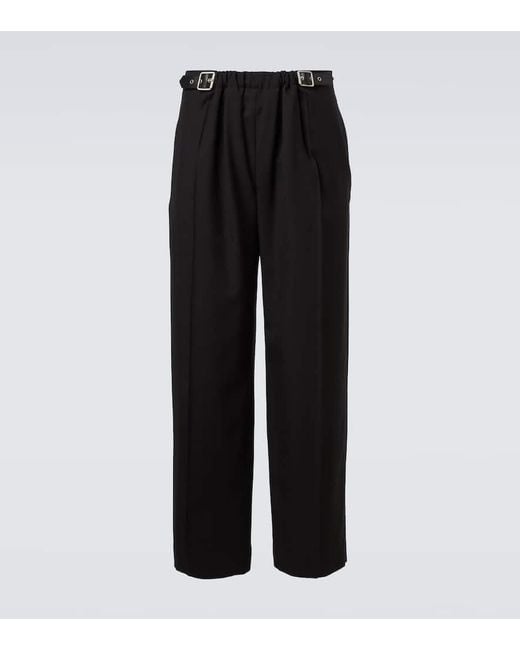 Loewe Black Belted Wool Straight Pants for men