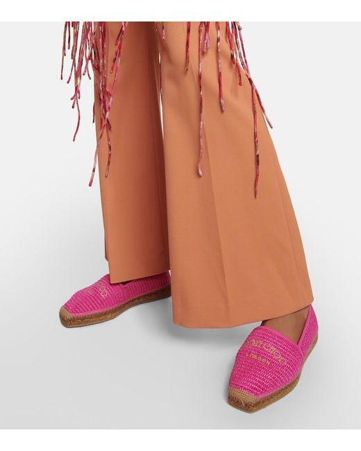 Jimmy Choo Pink Brie Raffia Espadrille