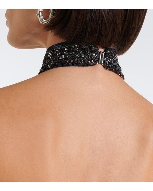 Missoni Black Ribbed-Knit Sequined Halterneck Top