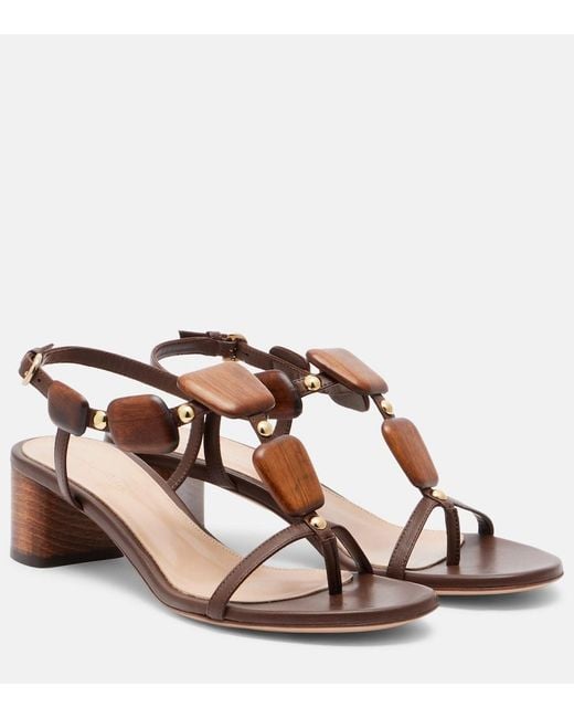 Gianvito Rossi Brown Embellished Leather Sandals