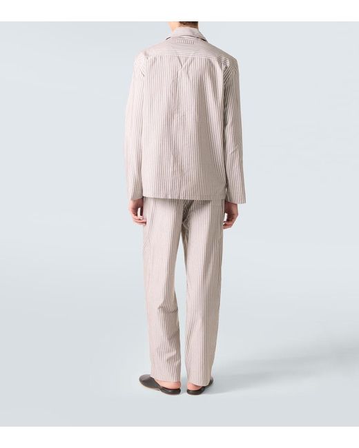 Zegna White Striped Silk, Cotton, And Cashmere Pajamas for men