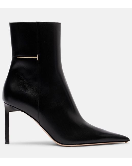 Tom Ford Black Julianne 85 Leather Ankle Boots