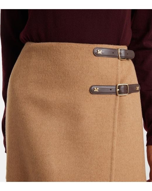 Max Mara Natural Curzio Wool Wrap Skirt