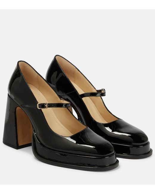 CAREN chocolate patent leather Mary Janes pumps