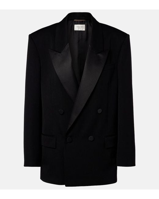 Saint Laurent Black Double-Breasted Wool Blazer